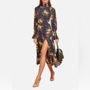 NWT REFORMATION Galena Long Sleeve Midi Dress in Petite Jardin Size 12